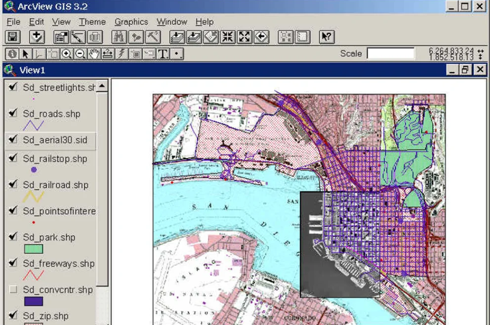 A computer monitor showing a map